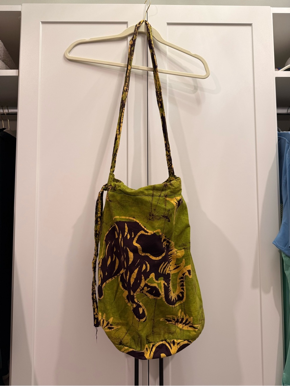 African Green Yellow and Black Print Bucket Bag - Picture 1 of 5